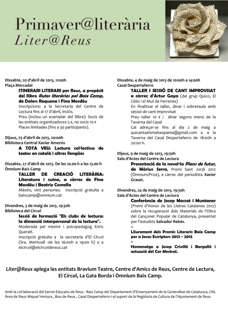 Programa definitiu de la Primaver@literària de Liter@Reus