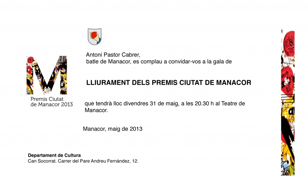 INVITACIÓ premis ciutat de Manacor