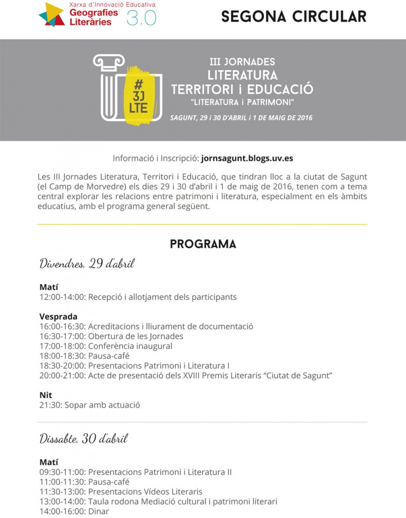 Circulars III Jornades Literatura Territori i EducaciÃ³-2