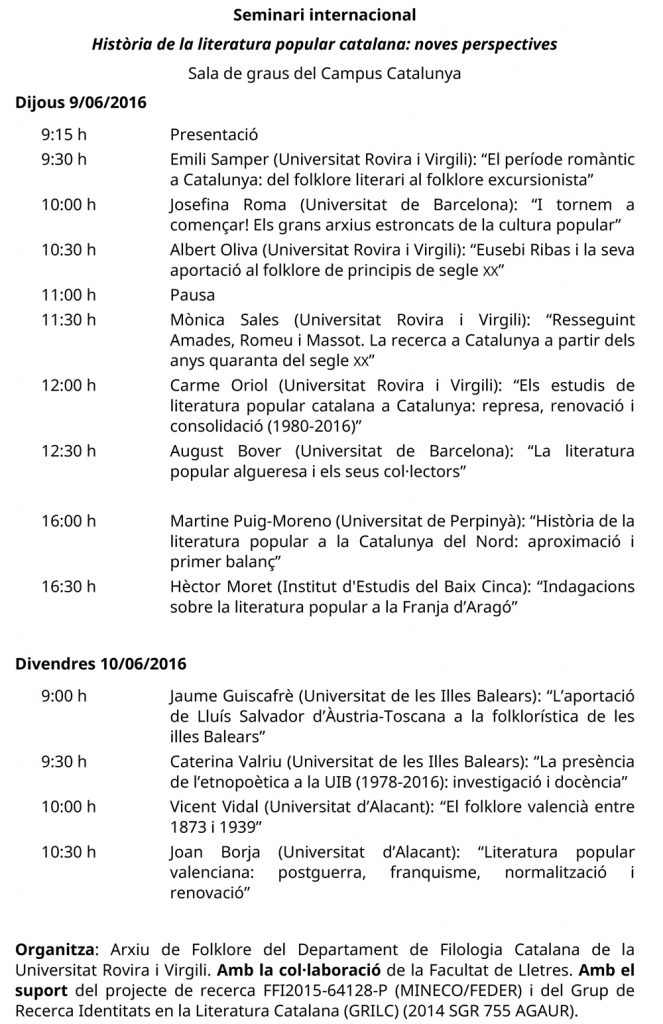 Programa seminari Tarragona